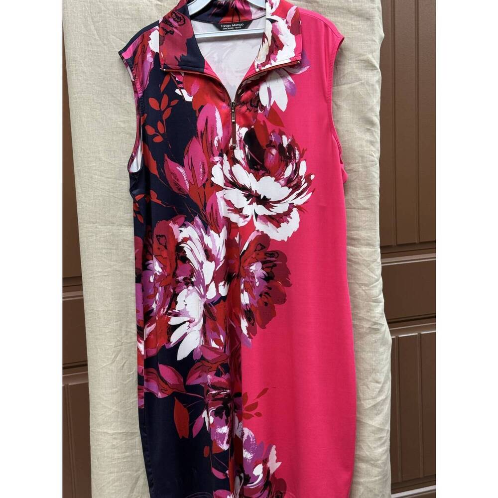 NEW TANGO MANGO women's floral dress in fuchsia/navy